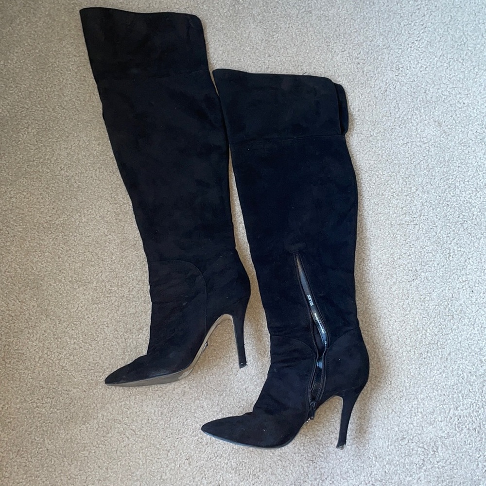 Over the knee Black suede stiletto boots